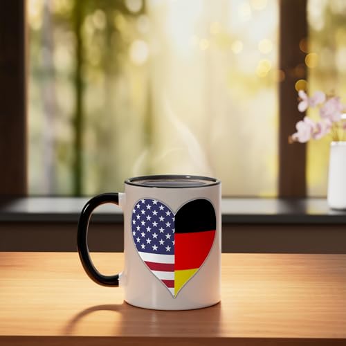 Taza Germany USA Corazón con bandera, Cerámica miniatura 3