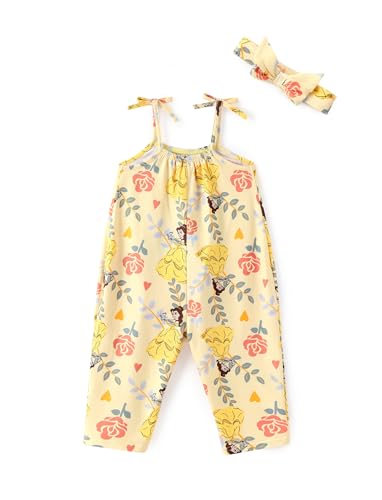 Image of Disney Frozen Elsa Princess Minnie Stitch Marie Girls Romper with Bow Tie Strap and Headband Cute Jumpsuit for Baby & Toddler
