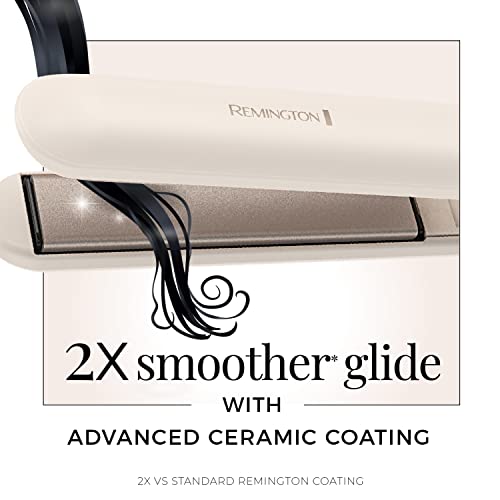 Shea Soft Flat Iron With Advanced Ceramic Coating, Hair Straightener For Thick, Curly Hair, 450F High Heat And Auto-Shut Off, 5 Heat Settings, Ivory #TOP3