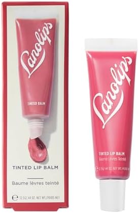 Lanolips Tinted Lip Balm - Moisturizing, Color-Tinted Balm with Lanolin & Vitamin E for Dull, Dry, Cracked Lips, Rhubarb (12.5g / 0.44oz)