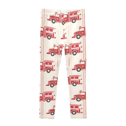 Red Fire Truck Girls Leggings Soft Stretch Workout Yoga Dance Pants for Kids Casual Tights2