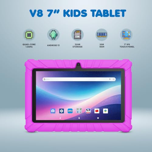 Image of Contixo 7 inch Kids Tablet Bundle, Tablet with Headphones & Sleeve Bag - Pink