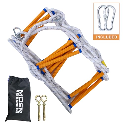 Image of Rope Ladder,16 Feet Emergency Fire Escape Ladders Flame Resistant Safety Rope Ladder with Hooks,Fast to Deploy Sturdy and Strong Portable and Reusable 2 Story,Weight Capacity up to 2000 Pounds