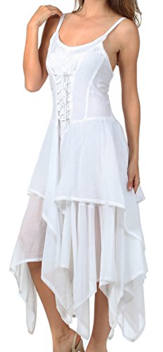 Image of Sakkas Lady Mary Jacquard Corset Style Bodice Lightweight Handkerchief Hem Dress