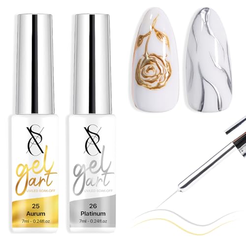 Set de Gel Liner para Uñas Gold & Silver 2 piezas miniatura 1