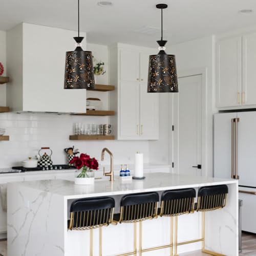 Image of Groeien Black Finish Metal Crystal Hanging Pendant Ceiling Lamp Fixture | Chandelier for Home, Indoor, Outdoor,Living Room, Bedroom(Bulb not Included) (Butterflies, 1)
