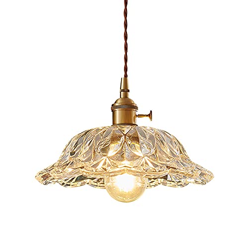 Lámpara de vidrio con relieve floral y difusor de luz para comedores y barras