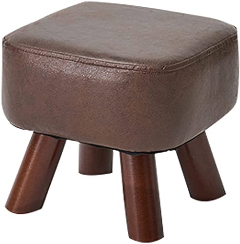 Genérico Reposapiés de Tela Taburete Bajo Sala de Estar Mesa de Centro Taburete Sofá Taburete Taburete pequeño con 4 Patas de Madera Maciza atrevidas, marrón, 26,5 cm