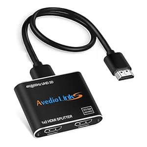 avedio links 4K@60Hz HDMI Splitter 1 in 2 Out, 2 Way HDMI Splitter for Dual Monitors, 1×2 HDMI 2.0 Splitter Video…