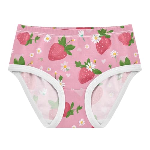 Wusikd Cute Pink Strawberry Girls' Underwear Cotton Heart Girls Briefs Soft Toddler Underwear 2T