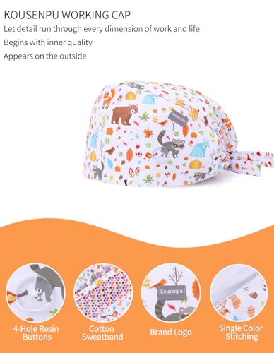 Image of Kousenpu Scrub Caps for Men, Adjustable Surgical Cap, Breathable Medical Hat for Doctors, Nurses & Healthcare Professionals