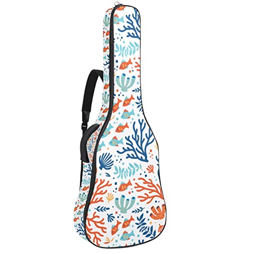 Sac à dos guitare acoustique motif coraux pour musiciens voyageurs