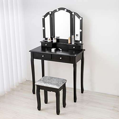 Makeup Vanity with Lights Vanity Desk with Mirror and Lights Make Up Vanity Table with Lights Makeup Vanity with Drawers Desk and Stool Set