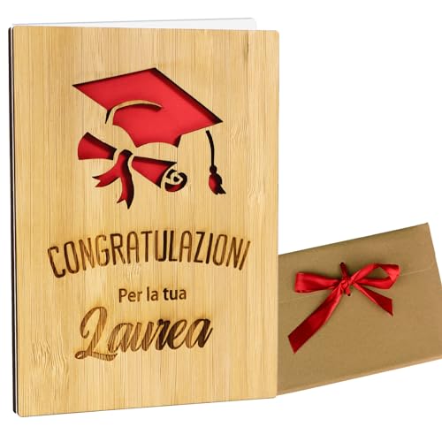 Biglietto Auguri Laurea in Legno