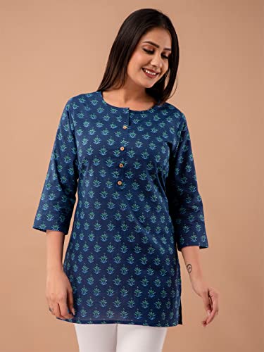 Image of feranoid Women Cotton Printed Straight Short Kurti