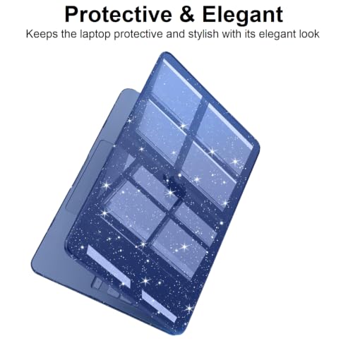 Image of Midkart Compatible with MacBook Neo Case 13 inch 2026 Release Model A3404 with A18 Pro Chip Hard Shell Case Cover with Keyguard and Dustplugs, Indigo Transparent Glitter