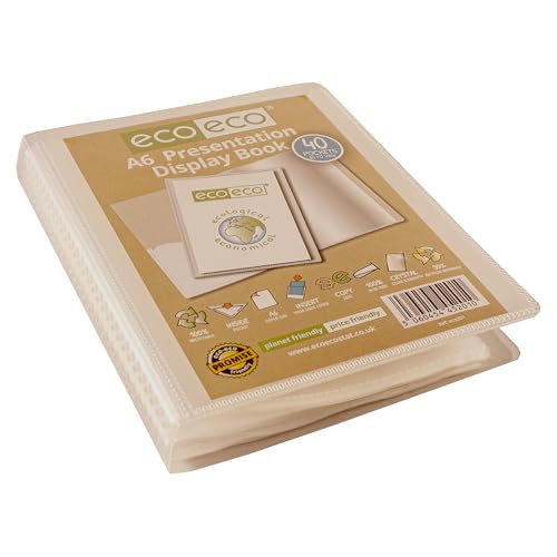 eco-eco A6 Size 50 Percent Recycled 40 Pocket Clear Presentation Display Book, Storage Case Portfolio Art Folder with Plastic Sleeves, Pack of 6 Folders, eco201x6 - Image 3