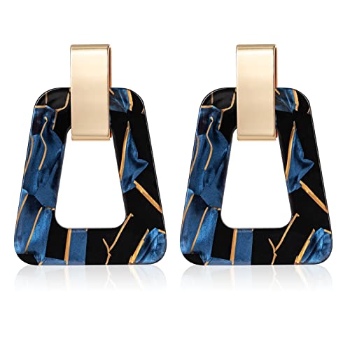Acrylic Geometric Statement Earrings - Mottled Resin Lightweight Dangle Earrings for Party or Vacation