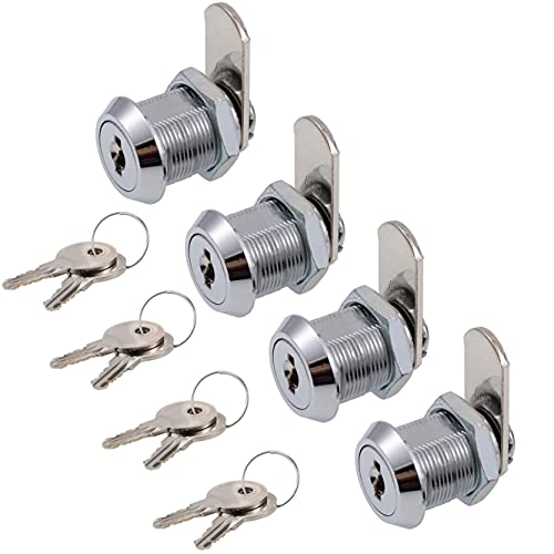 WOOCH Cabinet Lock, 5/8 Inch (16mm) Keyed Alike Cam Locks Secure File Drawer Door Mailbox Tool Box Dresser RV Cylinder Replacement Lock Hardware, Fits on 1/2\" Max Panel Thickness (4 Pack)