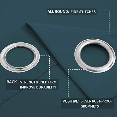 Image of Easy-Going Blackout Curtains for Bedroom, Solid Thermal Insulated Grommet and Noise Reduction Window Drapes, Room Darkening Curtains for Living Room, 2 Panels (52x46 in,Bluestone)