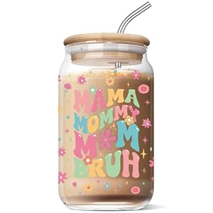 Gifts for Mom from Daughter Son Funny Mom Birthday Gifts Ideas Mothers Day Christmas Gifts for Mom New Mom Mama Mommy Mom Bruh 16 Oz Glass Can