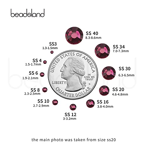 Image of Beadsland Flat Back Crystal Rhinestones, Amethyst, SS30, 576pcs | Flatback Glass Gems, 6.3-6.5mm, for Nail Art Craft, Glue Fix
