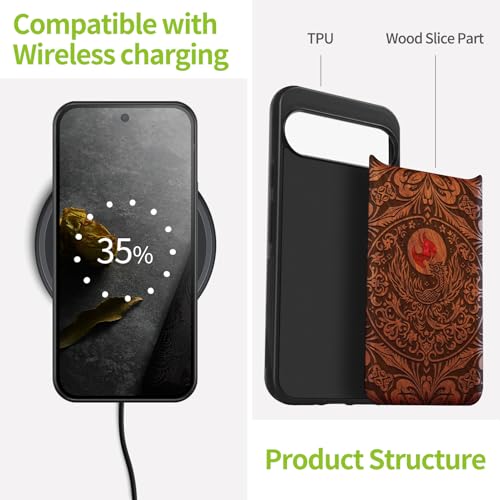 Étui Google Pixel 9 Pro XL Coque Bois Gravé Phoenix - 4