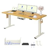 FLEXISPOT E1 Pro Electric Standing Desk with Dual Motors, ONE PIECE 180x80cm, Sit Stand Table Height Adjustable Desk with Memory Smart Pannel for Home Office,Mousse White+Maple