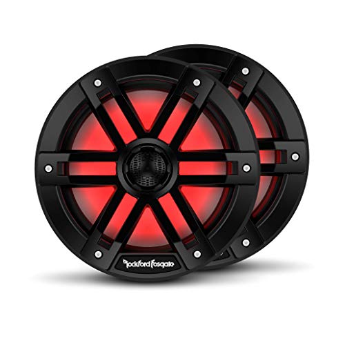 Rockford Fosgate M1-8B Color Optix 8” 2-Way Coaxial Multicolor LED Lighted Marine Speakers - Black (Pair)