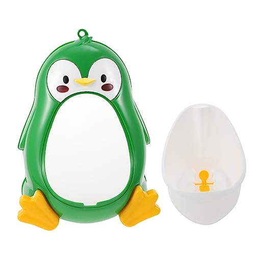 Alasum シーシー男の子用立ちトレーニング小便器 壁掛け式 お手入れ簡単 子供用トイトレポッティ ペンギンデザインで興味を引くグリーン