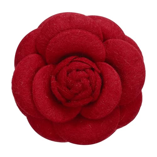 PATIKIL Broches de Flores de Camelia Broches de Tela Vintage Hechos a Mano para Mujeres Adornos Florales para Sombreros Vestidos Camisas Corbatas Ramillete Rojo