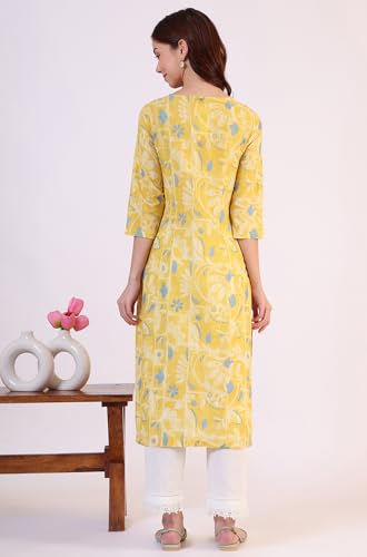 Image of W for Woman Pink Bold Geometric Printed Pure Cotton Straight Kurta