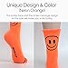 CUTIE MANGO 3 Pairs Women's Fashion Quarter Socks Neon Big Happy Smiley Face Print Cute Smile Pattern Vivid Novelty Fun Design Premium Cotton Socks K-Socks Size 6-10 for Women (Neon Orange)