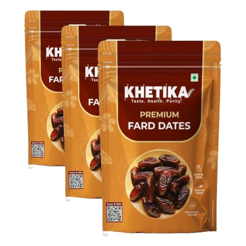 Image of Khetika Premium Fard Dates 400gm, Dry Fruits, Healthy Snacks, Khajoor, Khajur, No Added Sugar Healthy Food & Nutritious (Pack of 3)