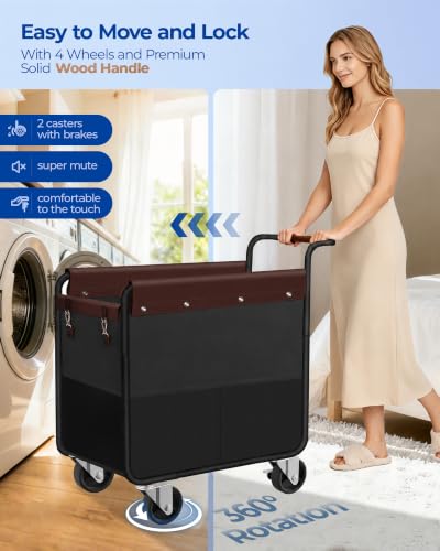 Image of Kayfia 180L Rolling Laundry Hamper, Laundry Basket with Wheels, Black