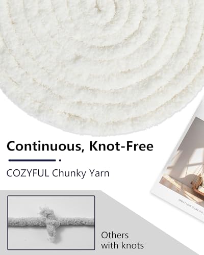 Image of Cozyful Chunky Yarn for Hand Knitting, #9 Thick Jumbo Big Chunky Yarn for Crocheting, Super Chunky Knit Blanket Yarns, Large Chunky Chenille Yarns, 8 Pack (30 yds 8 oz Each Skein), Cream