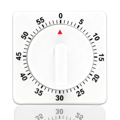 Kitchen Timer, 60 Minutes 1 Hour White Square Mechanical Count Down Alarm Reminder, Egg Timers Short-Term Countdown Alarm Clock for Baking Boiling Eggs Cooker Teachers Kids