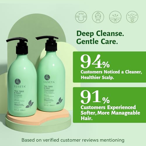 Image of Luseta Tea Tree Mint Shampoo and Conditioner for Hair Cleaning, Clarifying | with Lavender, Tea Tree & Peppermint Oil, Soothe the Scalp, Refreshing Feel, Hydrating for Women and Men, 16.8oz*2
