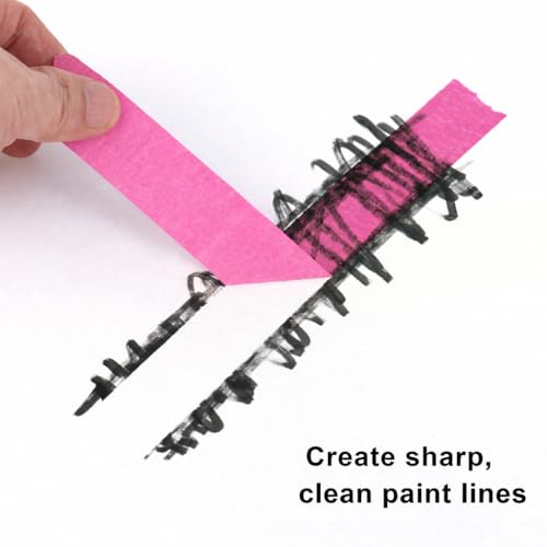 Image of 4 Pack Pink Painters Tape - Masking Tape 0.25 inch, 0.50 inch, 0.75 inch, 1 inch Wide - Multi-Surface, Smart Adhesion, Multi-Size Pack - 360FT Total - Paint Tape for DIY, Labeling, Art, Car (#3910)