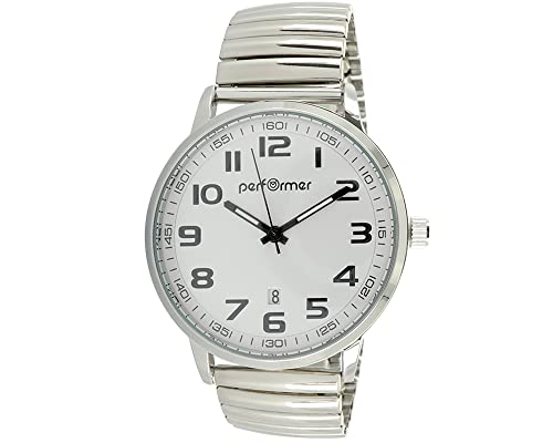 Performer Montre Classique Homme Acier Argenté Extensible Dateur - 70310112