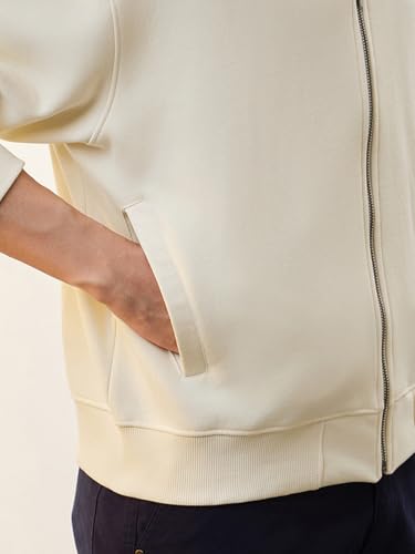 Image of Nobero Men's Premium Fleece Bomber Jacket | 280 GSM Fabric | Regular Fit Zip-Up Outerwear | Shirt Collar | Ribbed Cuffs & Hem | Casual Winter Layering Jacket