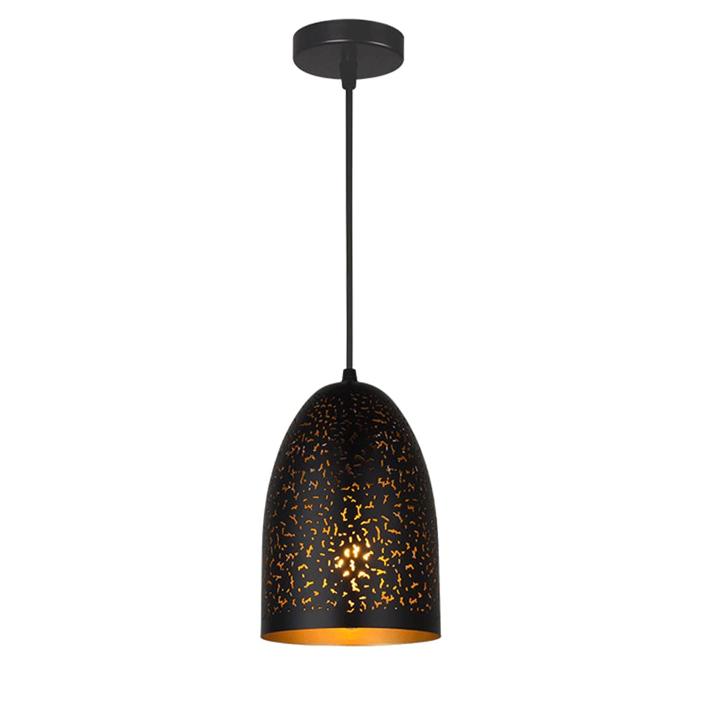 JMEDIC Luminaires Suspendus De Style Rétro Américain E26, Abat-Jour en Métal Noir, Lustre Décoratif De Bar Industriel, Lanterne De Suspension De Plafond Réglable en Hauteur, pour Îlot De Cuisine