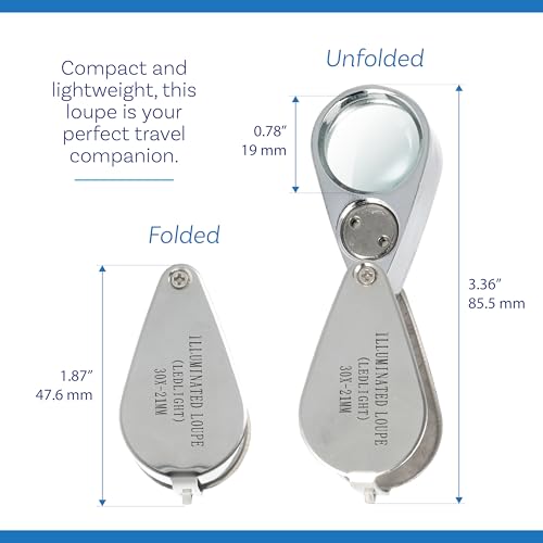 Loupe de bijoutier LED 30x à double éclairage pour examen de précision
