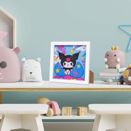 Image of PATPAT Diamond Painting Kit 6.7 Inch Wooden Frame DIY Decor | Kids Craft Activity, Screen-Free Creative Fun, Structured Display Format Desk Decor Appeal