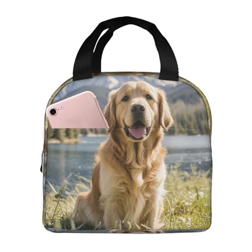 MXDLKSWPOH Lonchera para mujeres y hombres, lonchera aislada Golden Retrievers para picnic y viajes