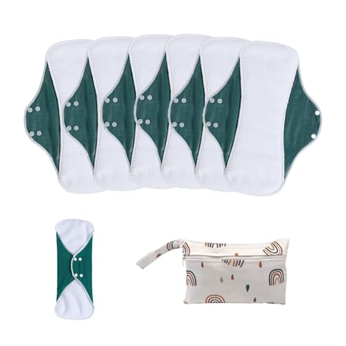 Image of Washable Sanitary Napkins,Reusable Sanitary Pads,Heavy Incontinence Pads,Sanitary Napkin Set,7pcs /Set,Pack of 6+4 Storage Bag,Suitable for Heavy Menstrual Flow,Incontinence Patients