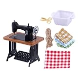 Mini décoration de maison : le mini jouet est un pour les amis qui aiment la maison de poupée de bricolage ou la décoration de micro paysage, modèle de machine à coudre miniature