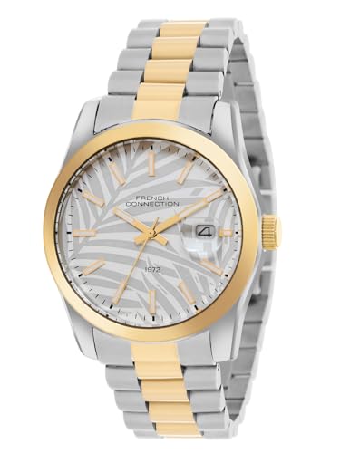 Image of French Connection Sol Dated White Round Dial Stainless Steel Strap | Casual | Premium | Designed Feature Wrist Watch for Men - FCH14STM