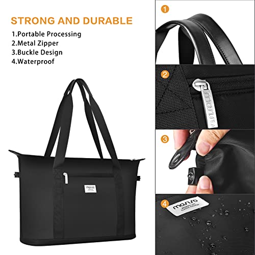 MOSISO Laptop Tote Bag Compatible with MacBook, 17-17.3 inch Notebook and Chromebook, Lightweight Polyester Work Travel Business Briefcase with Adjustable Depth at Bottom & Trolley Belt, Black3