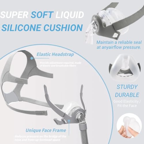 Image of Cpap Mask, Reusable CPAP Nasal Mask Kit - TMS Comfort Series Nasal Cpap Mask, Full Set Includes Headgear, Frame, Elbows and Nasal Cushion (Medium)
